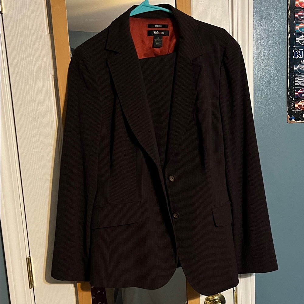 Style & Co. Brown Women's Pinstripe Pantsuit Jacket